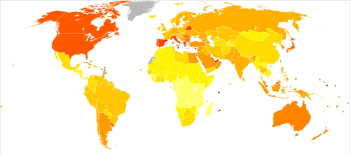 English: Prevalence of diabetes worldwide in 2... English: Prevalence of diabetes worldwide in 2...