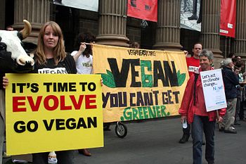 Vegans at the Melbourne "Walk against War...